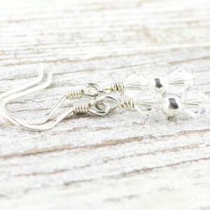 April Birthstone Earrings, Crystal Diamond Earrings, Birthday Earrings for Her, Minimalist Birthstone Earrings image 2