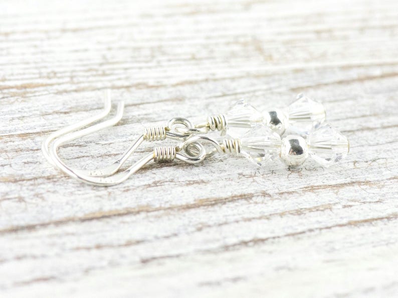 April Birthstone Earrings, Crystal Diamond Earrings, Birthday Earrings for Her, Minimalist Birthstone Earrings image 2