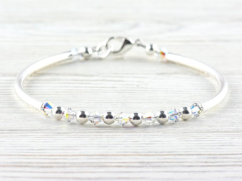 April Geburtsstein, Diamant Birthstone Armband, Geburtsmonat Armband, Geburtsstein Armband, April Armband Geschenk Bild 1