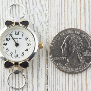 Black Bow Tie Two-Tone Round Watch Face • White Dial • DIY Beading Watch • Jewelry Making • Analog • Loops and Battery Included image 4