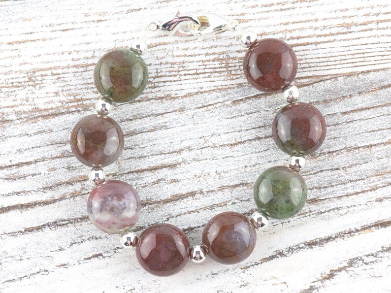 Fancy Jasper Puffs Interchangeable Stretch Beaded Watch Band • Medical ID Bracelet • Single Strand • Handmade Gemstone Jewelry image 1