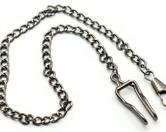 Gunmetal Pocket Watch Chain, Pocket Watch Accessories, Pocket Chain