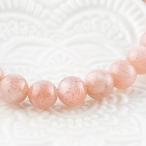 Pink Flake Moonstone Stretch Beaded Watch Band, Medical Alert Bracelet, Single Strand, Interchangeable, Handmade Jewelry 画像 5