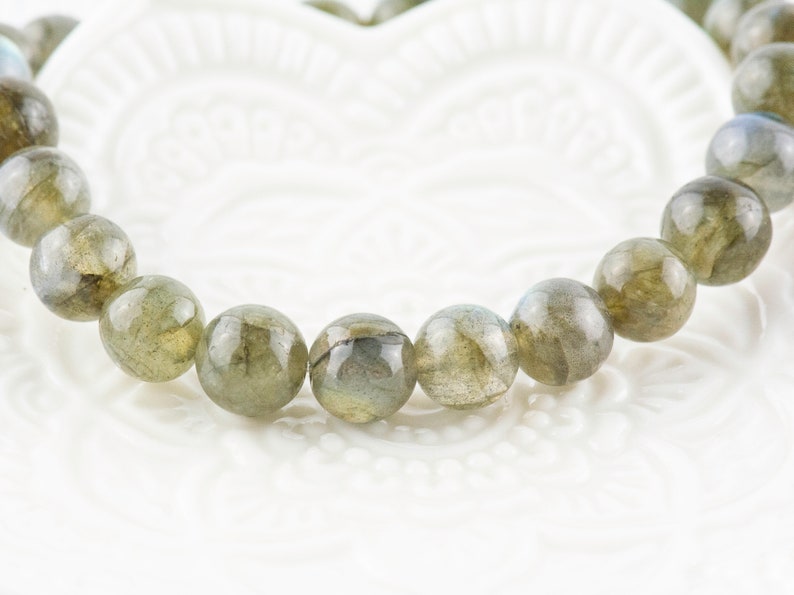 Labradorite Stretch Beaded Watch Band, Medical Alert Bracelet, Single Strand, Interchangeable, Handmade Jewelry imagem 5