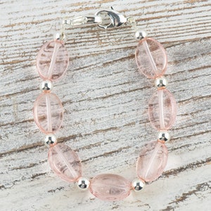 Pink Rose Interchangeable Stretch Beaded Watch Band • Medical ID Bracelet • Single Strand • Handmade Jewelry image 5