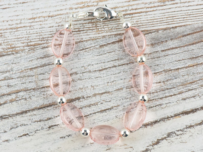 Pink Rose Interchangeable Stretch Beaded Watch Band • Medical ID Bracelet • Single Strand • Handmade Jewelry image 5