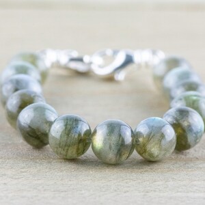 Labradorite Stretch Beaded Watch Band, Medical Alert Bracelet, Single Strand, Interchangeable, Handmade Jewelry imagem 2
