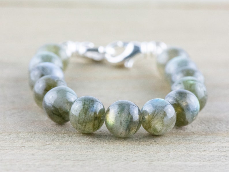 Labradorite Stretch Beaded Watch Band, Medical Alert Bracelet, Single Strand, Interchangeable, Handmade Jewelry imagem 2