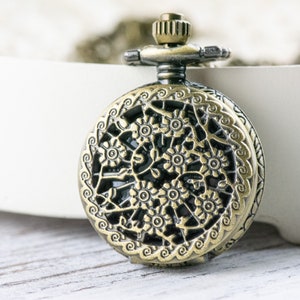 Floral Bronze Pocket Watch Long Necklace / Unique Watches / Nature Inspired Jewelry