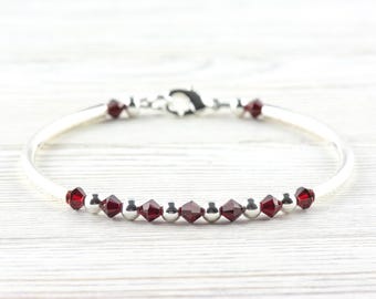 January Birthstone, Garnet Birthstone Bracelet, Birth Month Bracelet, January Bracelet Gift, Birth Stone Bracelet
