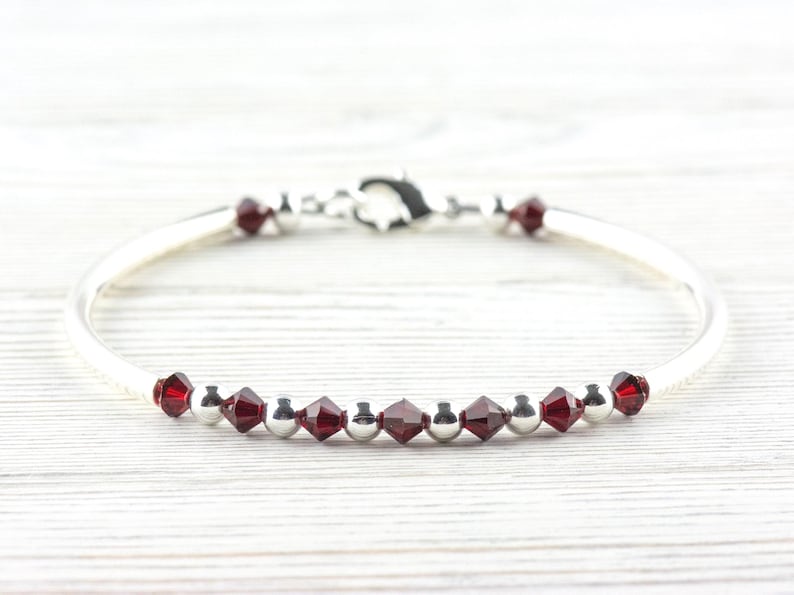 January Birthstone, Garnet Birthstone Bracelet, Birth Month Bracelet, January Bracelet Gift, Birth Stone Bracelet image 1