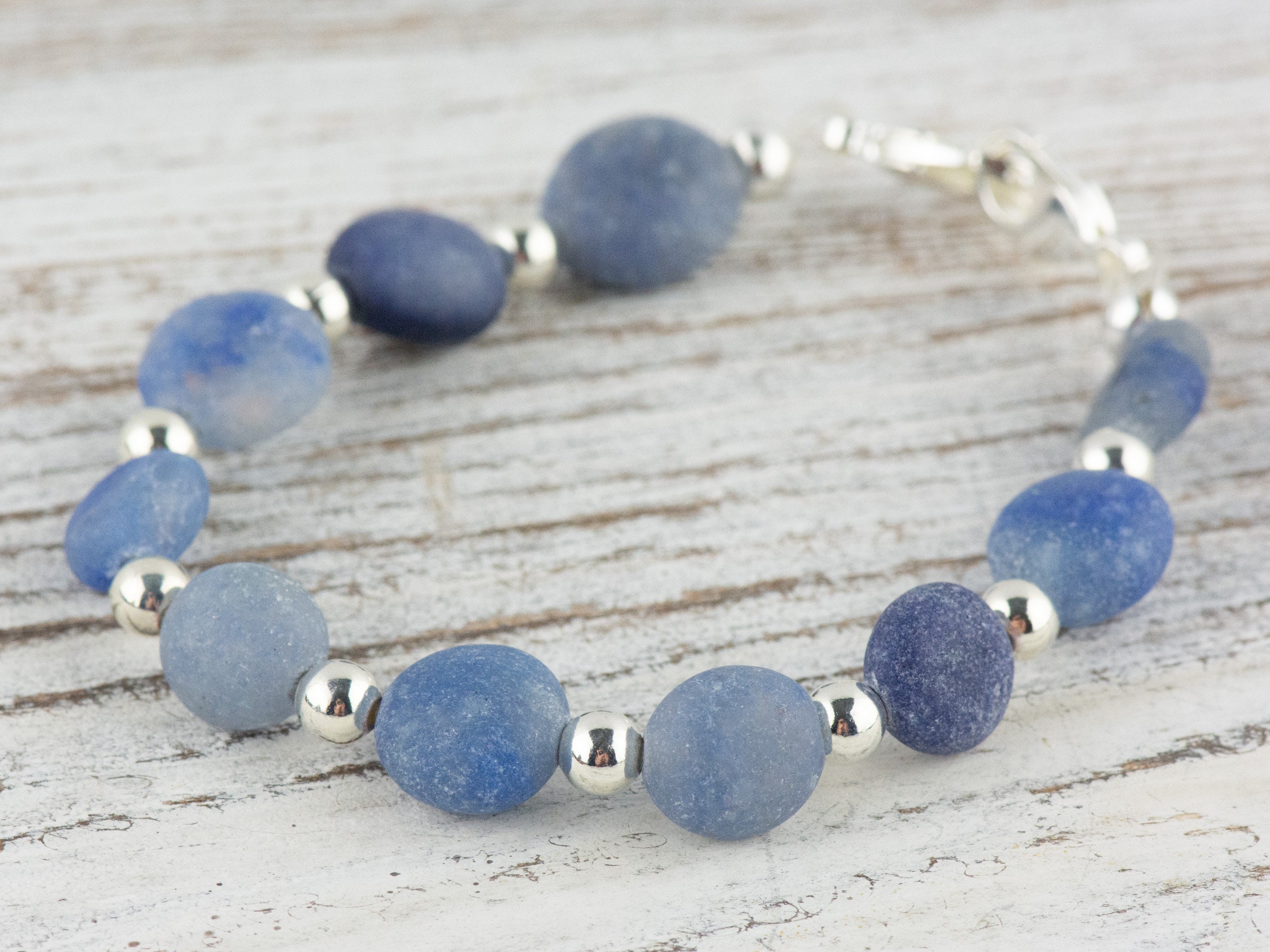 Matte Blue Sodalite Interchangeable Stretch Beaded Watch Band • Medical ID Bracelet • Single Strand • Handmade Jewelry