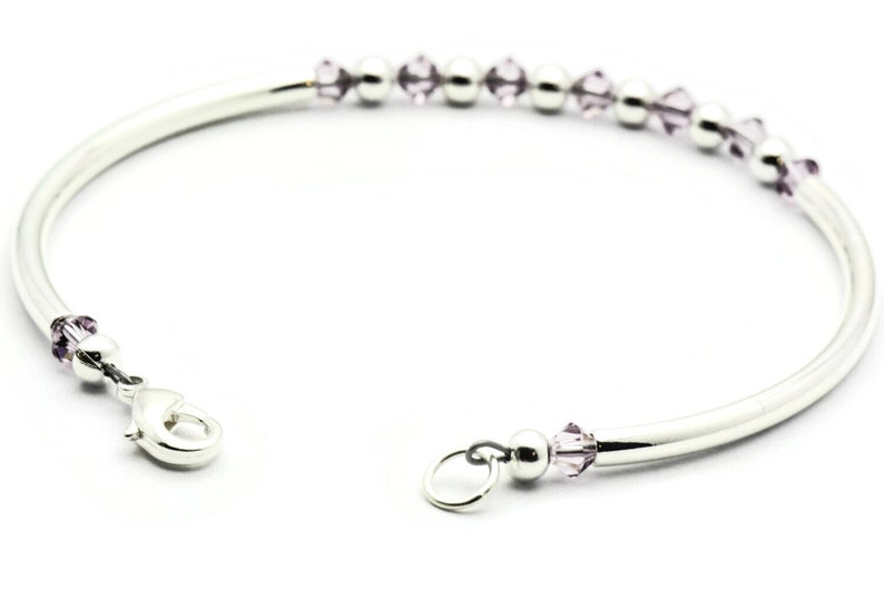 June Alexandrite Swarovski Crystal Birth Month Sterling Silver Plated Bracelet