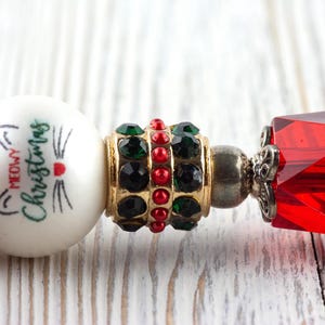 Meowy Christmas Beaded Metal Ballpoint Pen with Lampwork Glass Beads • Black Ink (Extra Refill) image 1