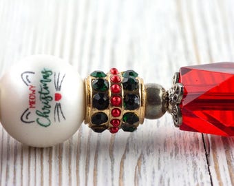 Meowy Weihnachtlicher Metall Kugelschreiber mit Glasperlen • Schwarze Tinte (Extra Mine)