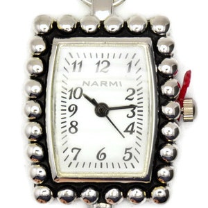 Beaded Square Watch Face, Ladies Watch Face, White Watch Face, White Wrist Watch Face, Women&#39;s Watch Face, Silver Watch Face