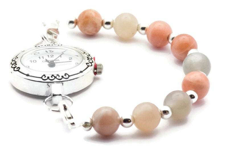 Sunstone Stretch Interchangeable Beaded Bracelet Watch Band • Medical ID Bracelet • Bracelet Watch Band image 4