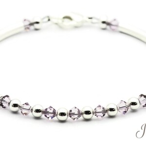 June Alexandrite Swarovski Crystal Birth Month Sterling Silver Plated Bracelet