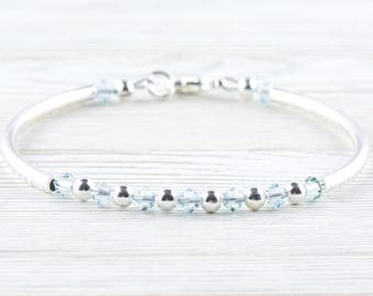 December Birthstone, Light Azore Birthstone Bracelet, Minimalist Crystal Bracelet, Birth Stone Bracelet, Birth Month Bracelet