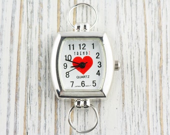 Red Heart Square Watch Face, Silver Watch Face, Women's Watch Face, Interchangeable Watch Face, Ladies Watch Face