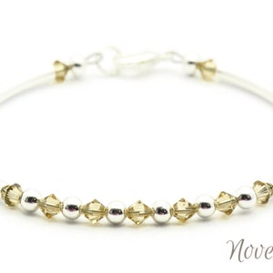 November Topaz Swarovski Crystal Birth Month Sterling Silver Plated Bracelet