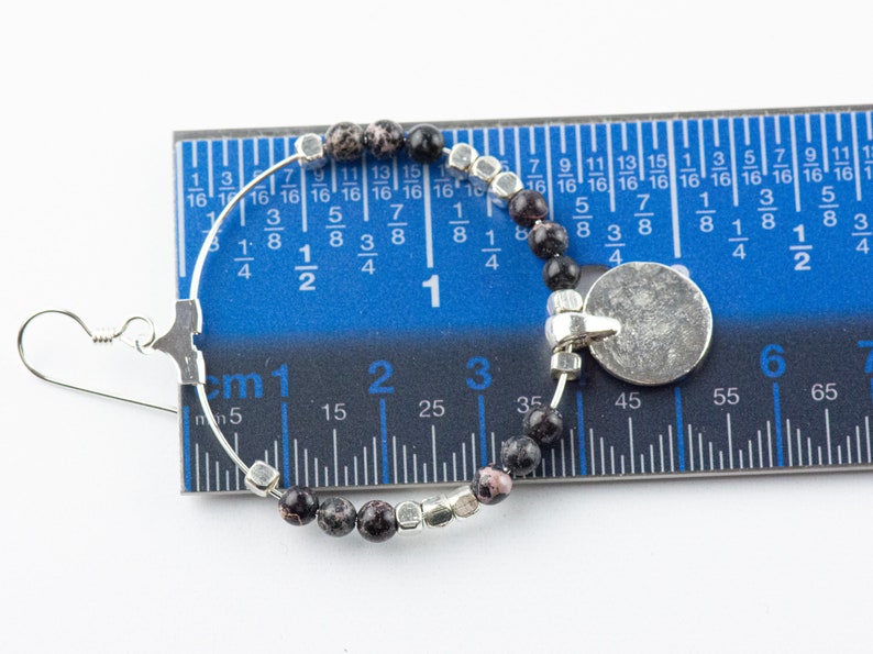 Zwarte keizerlijke jaspis oorringen met zilveren munt • Edelsteensieraden • Boho-hangoorbellen • Sieraden Cadeau voor haar afbeelding 5