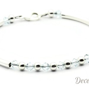 December Light Azore Swarovski Crystal Birth Month Sterling Silver Plated Bracelet