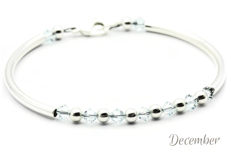 December Light Azore Swarovski Crystal Birth Month Sterling Silver Plated Bracelet