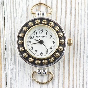 Dandelion White Dial Two-Tone Round Watch Face • DIY Beading Watch • Jewelry Making • Analog • Loops and Battery Included image 1