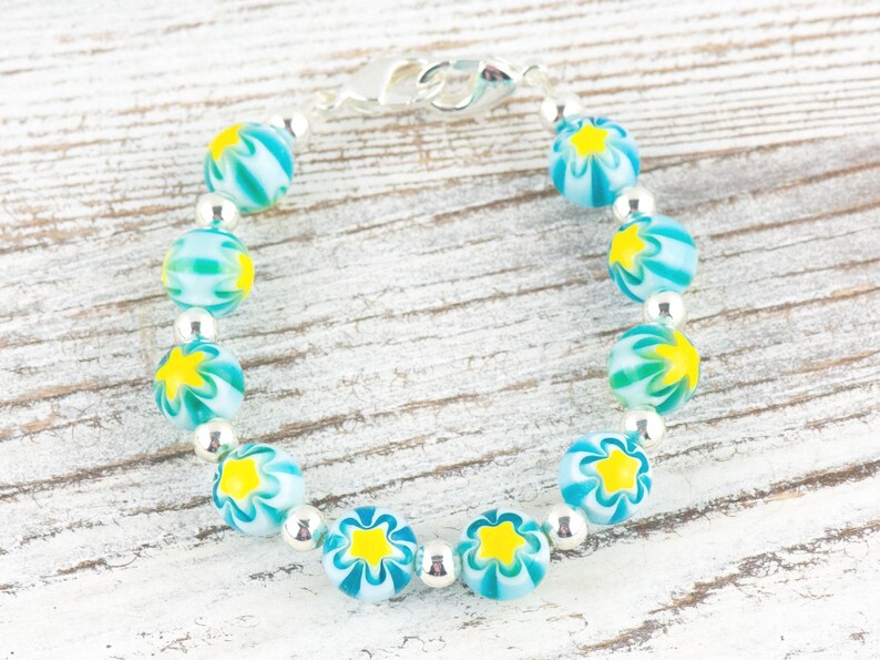 Bracelet de montre interchangeable en verre perlé extensible jaune Starburst • Bracelet d'identification médicale • Un brin • Bijoux faits main image 1