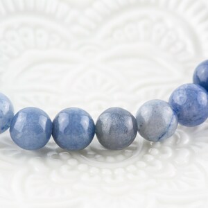 Blue Aventurine Smooth Round Beaded Stretch Bracelet, Unisex Semi-Precious Stone Jewelry, Handmade Natural Gemstone Fashion Accessories image 3