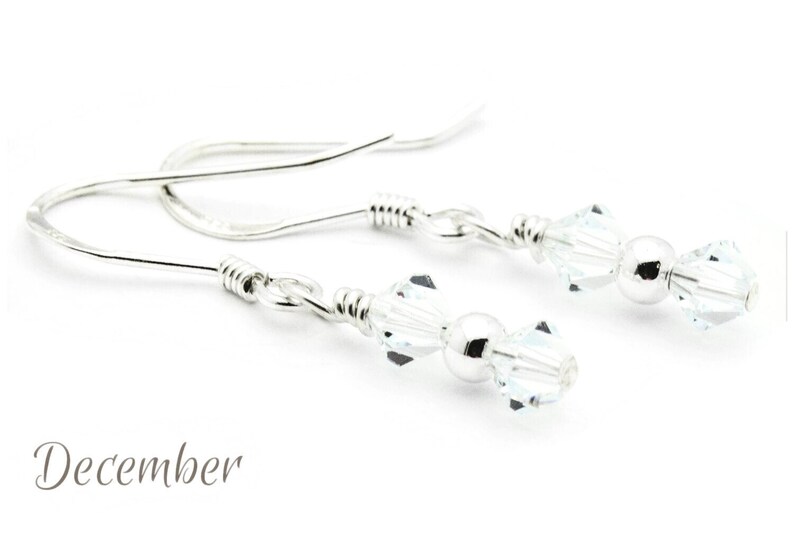 December Light Azore Swarovski Crystal Birth Month Sterling Silver Drop Earrings