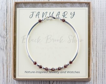 January Birthstone, Garnet Birthstone Bracelet, Birth Month Bracelet, January Bracelet Gift, Birth Stone Bracelet