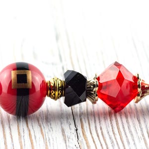 Kerstman kerstkralen metalen balpen met lampwork glaskralen • Zwarte inkt (extra vulling) afbeelding 1
