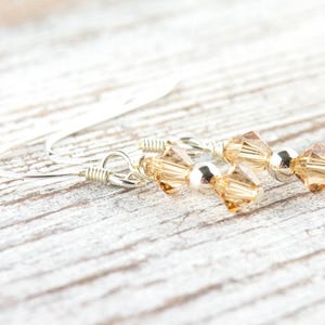 November Birthstone Earrings, Minimalist Swarovski Earrings, Topaz Birthstone Earrings, November Earrings Gift image 2