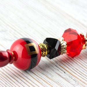 Kerstman kerstkralen metalen balpen met lampwork glaskralen • Zwarte inkt (extra vulling) afbeelding 2