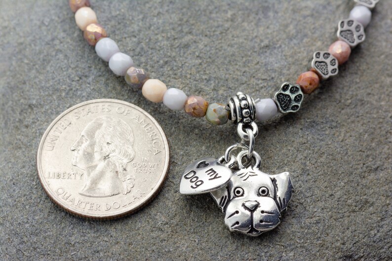 I Love My Dog Charm Stretch Bracelet, Dog Lover Gift, Pet Jewelry, Paw Print image 4