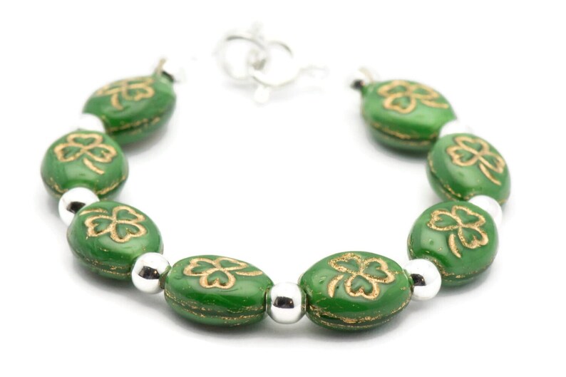 Green Clover Bracelet Watch Band • Interchangeable Band • Stretch Watch Band • Medical ID Bracelet image 2