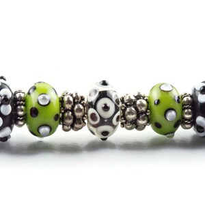Lime Green Beaded Metal Ballpoint Pen with Lampwork Glass Beads image 5