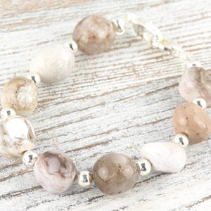 Agate Nugget Interchangeable Stretch Beaded Watch Band • Medical ID Bracelet • Single Strand • Handmade Gemstone Jewelry image 1