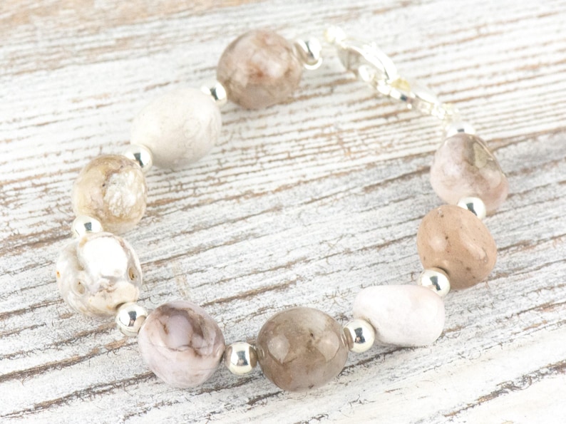 Agate Nugget Interchangeable Stretch Beaded Watch Band • Medical ID Bracelet • Single Strand • Handmade Gemstone Jewelry image 1