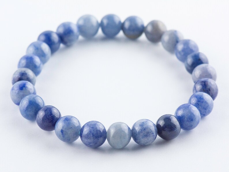 Blue Aventurine Smooth Round Beaded Stretch Bracelet, Unisex Semi-Precious Stone Jewelry, Handmade Natural Gemstone Fashion Accessories image 6