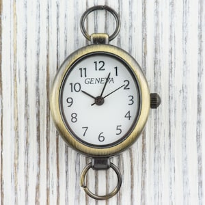 Antikes Gold ovales Uhren-Gesicht, weißes Gesicht Uhr, Perlen Uhren-Gesicht, Uhrenkopf, Batterie inklusive