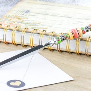 Moon Over Miami Glass Beaded Silver Letter Opener • Paper Knife • Desk Accessory image 2
