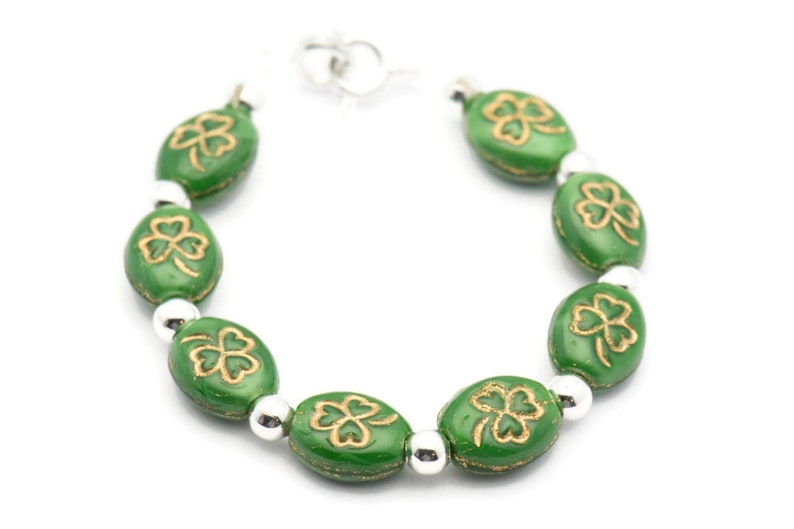 Green Clover Bracelet Watch Band • Interchangeable Band • Stretch Watch Band • Medical ID Bracelet image 3