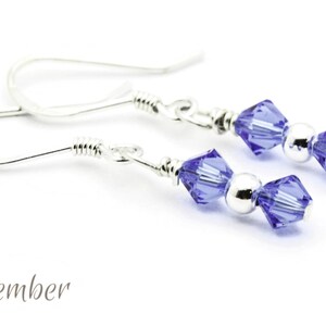 September Sapphire Swarovski Crystal Birth Month Sterling Silver Drop Earrings