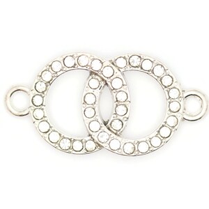 Dubbelcirkelformad strassbesatt stretchbandskoppling • Armbandsfokus bild 1