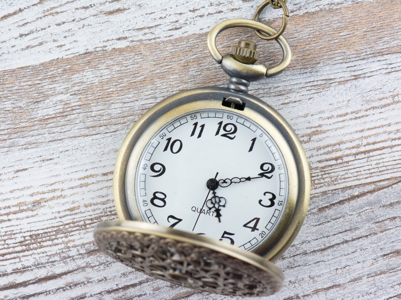Spinnewebbrons zakhorloge lange ketting / Unieke horloges / Spinsieraden / Groot zakhorloge afbeelding 5