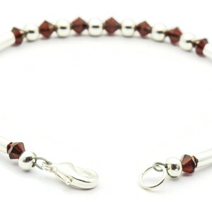January Garnet Swarovski Crystal Birth Month Sterling Silver Plated Bracelet