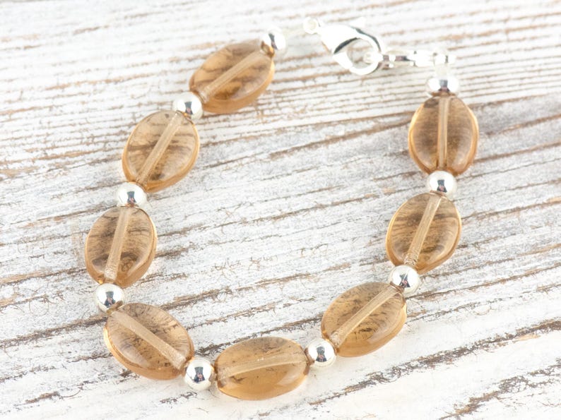 Topaz Glass Interchangeable Stretch Beaded Watch Band • Medical ID Bracelet • Single Strand • Handmade Jewelry image 2